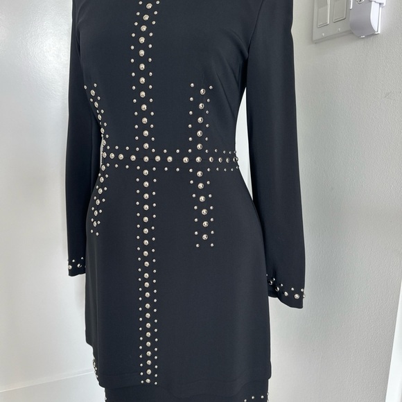 A.L.C. Madison Black Studded Long Sleeve Mini Sheath Dress Women's Size 4 - Picture 3 of 14